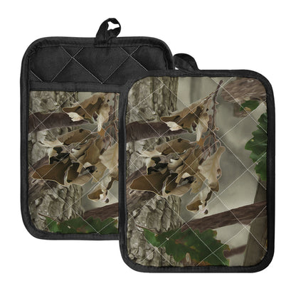 Oak Tree Hunting Camouflage Print Pot Holders With Pocket