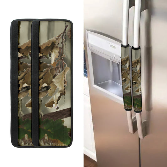 Oak Tree Hunting Camouflage Print Refrigerator Handle Covers