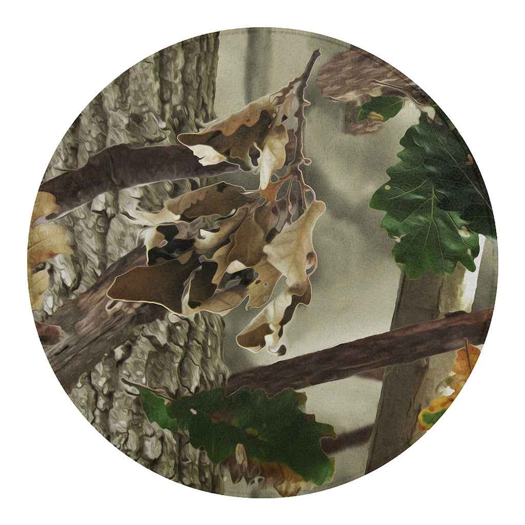 Oak Tree Hunting Camouflage Print Round Blanket