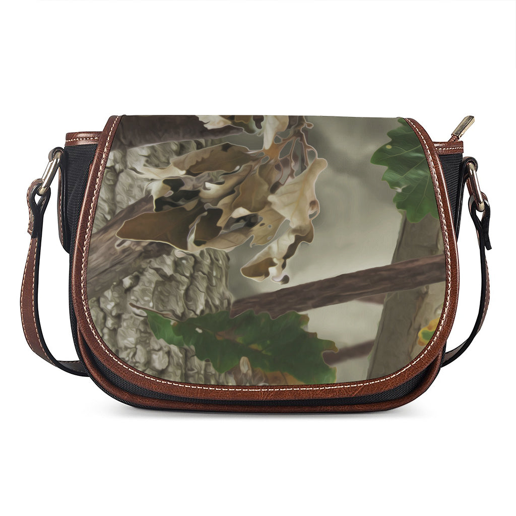 Oak Tree Hunting Camouflage Print Saddle Bag