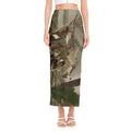 Oak Tree Hunting Camouflage Print Side Slit Maxi Skirt