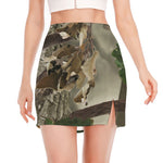 Oak Tree Hunting Camouflage Print Side Slit Mini Skirt
