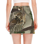 Oak Tree Hunting Camouflage Print Side Slit Mini Skirt