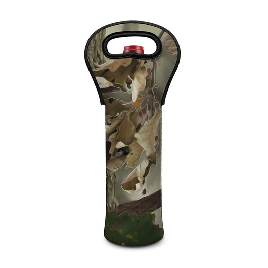 Oak Tree Hunting Camouflage Print Single Neoprene Wine Tote