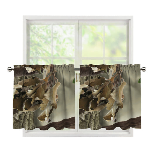 Oak Tree Hunting Camouflage Print Tier Curtains