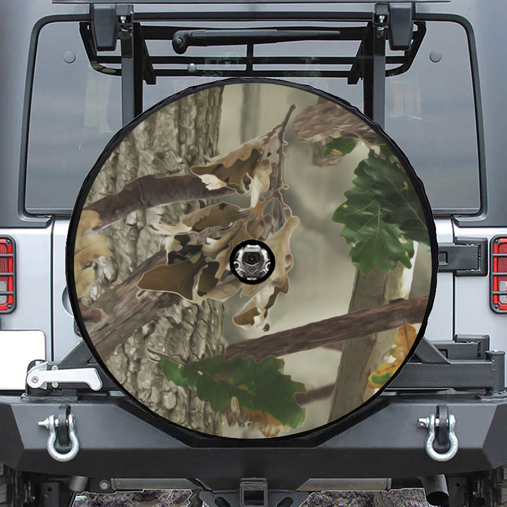 Oak Tree Hunting Camouflage Print Tire Cover With Camera Hole