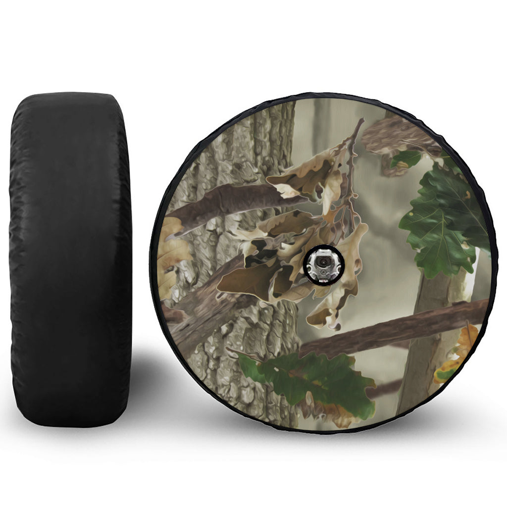 Oak Tree Hunting Camouflage Print Tire Cover With Camera Hole