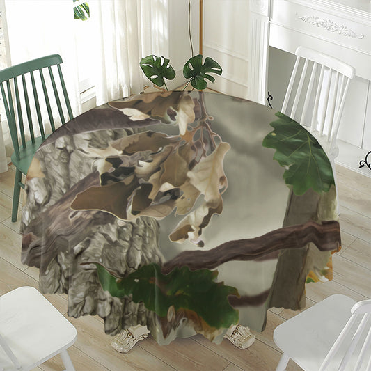 Oak Tree Hunting Camouflage Print Waterproof Round Tablecloth
