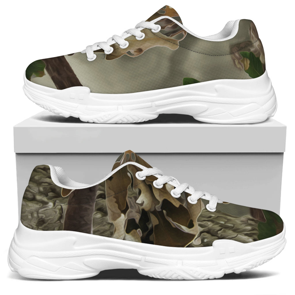 Oak Tree Hunting Camouflage Print White Chunky Shoes