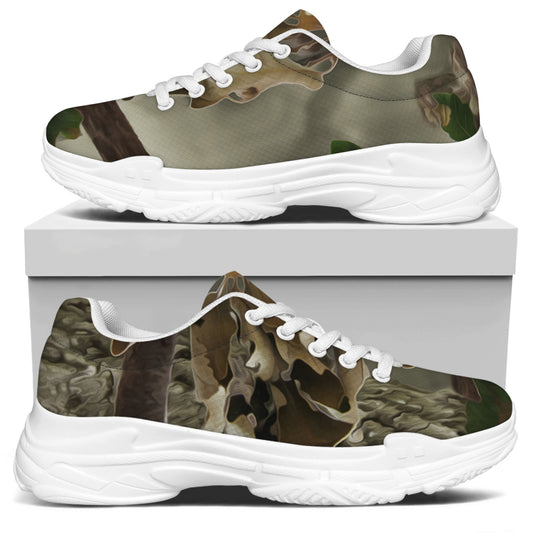 Oak Tree Hunting Camouflage Print White Chunky Shoes