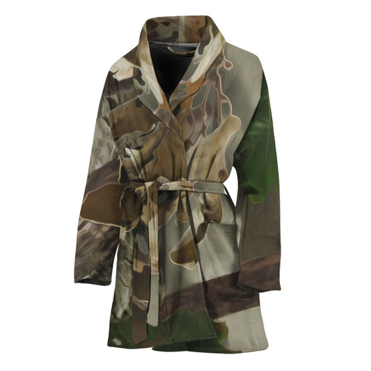 Oak Tree Hunting Camouflage Print Women's Bathrobe