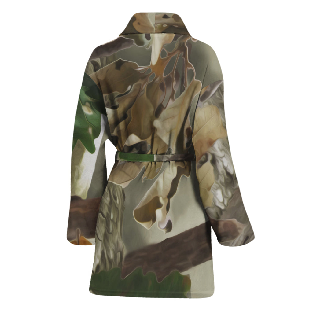 Oak Tree Hunting Camouflage Print Women's Bathrobe