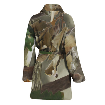Oak Tree Hunting Camouflage Print Women's Bathrobe