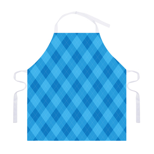 Ocean Blue Argyle Pattern Print Adjustable Apron