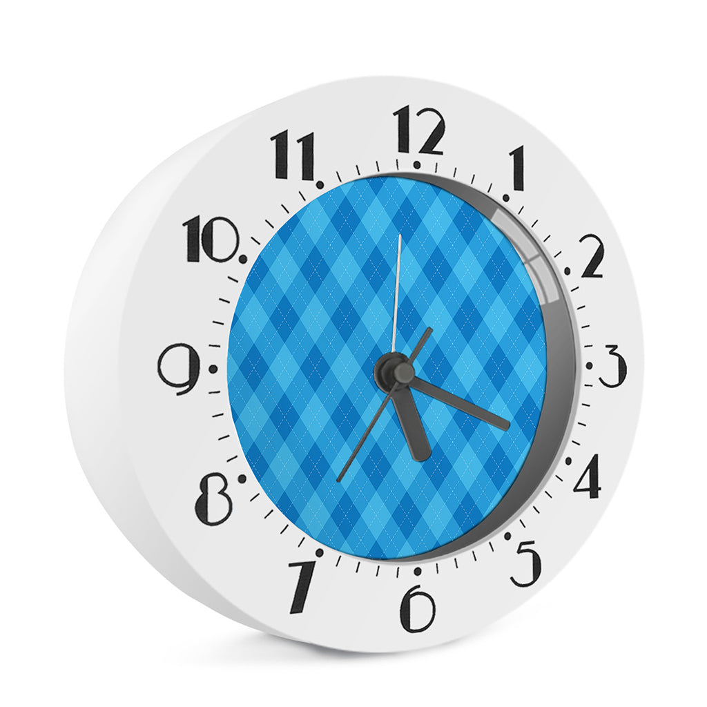 Ocean Blue Argyle Pattern Print Alarm Clock