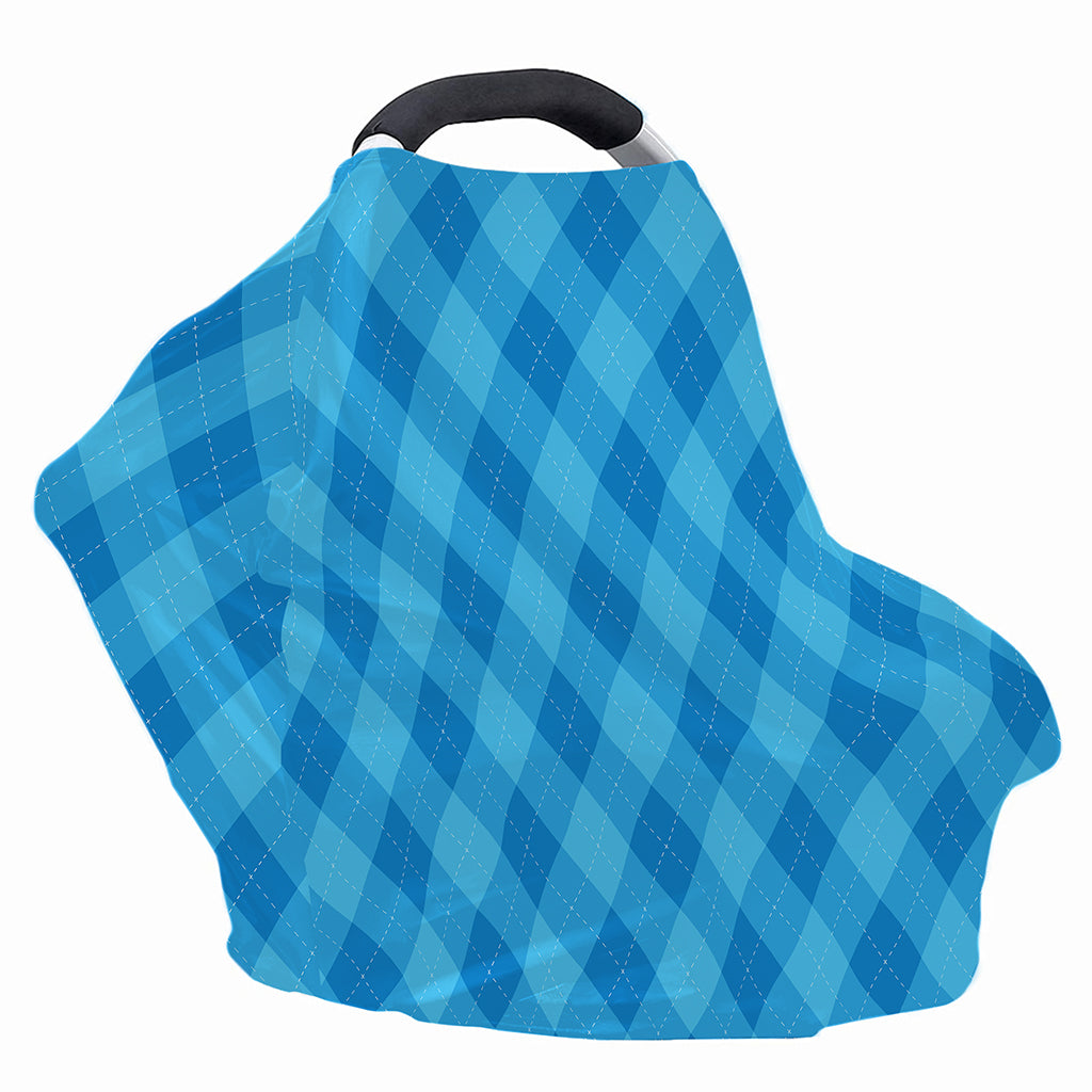 Ocean Blue Argyle Pattern Print Baby Seat Cover