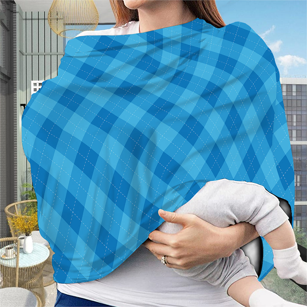 Ocean Blue Argyle Pattern Print Baby Seat Cover