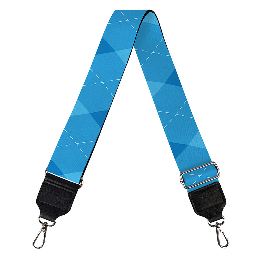 Ocean Blue Argyle Pattern Print Bag Strap