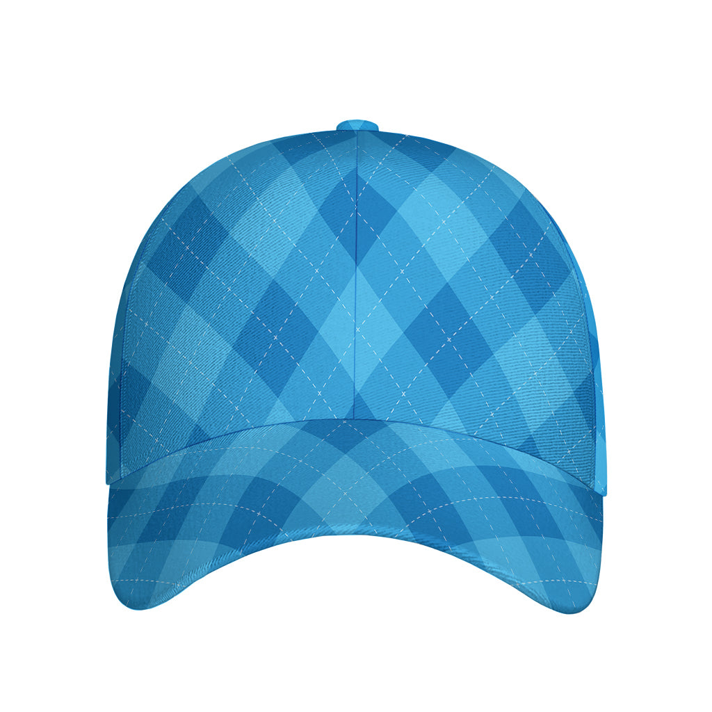 Ocean Blue Argyle Pattern Print Baseball Cap