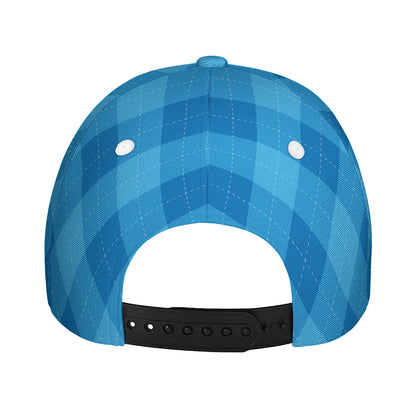 Ocean Blue Argyle Pattern Print Baseball Cap