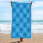 Ocean Blue Argyle Pattern Print Beach Towel