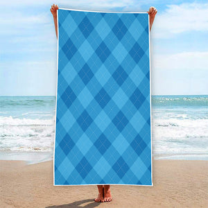 Ocean Blue Argyle Pattern Print Beach Towel