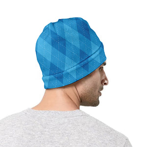 Ocean Blue Argyle Pattern Print Beanie