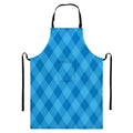 Ocean Blue Argyle Pattern Print Bib Apron With Pocket