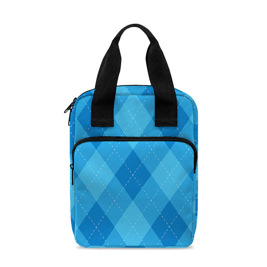 Ocean Blue Argyle Pattern Print Bible Tote Bag