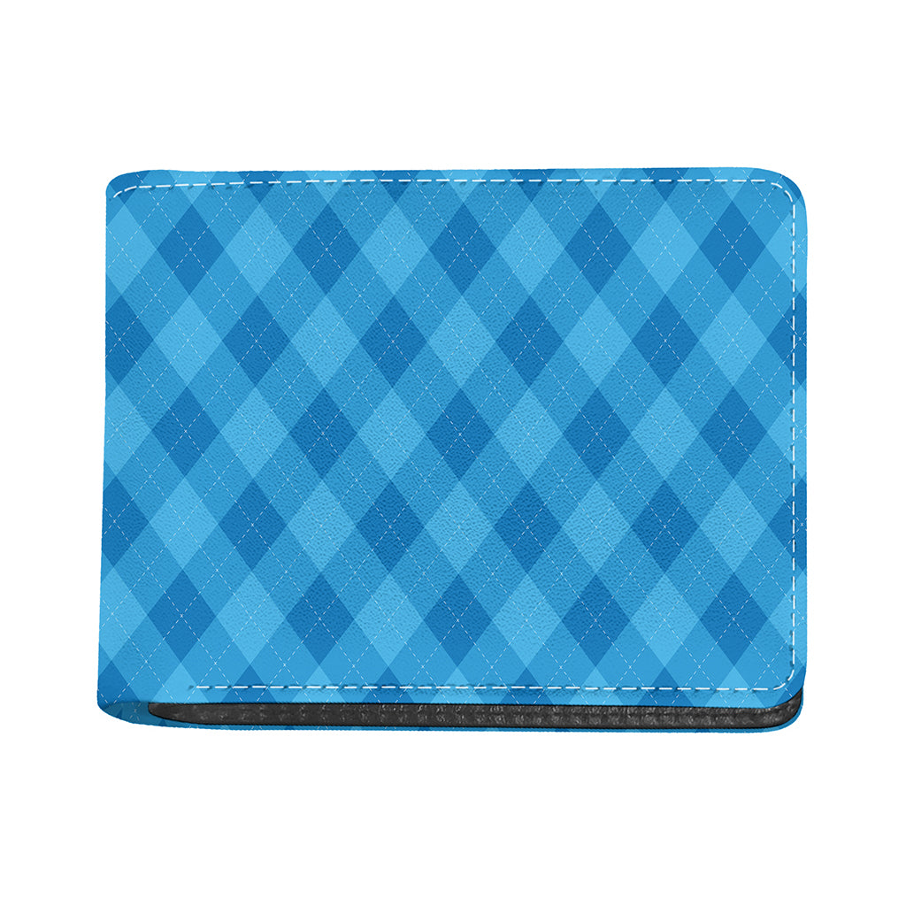 Ocean Blue Argyle Pattern Print Bifold Wallet