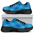 Ocean Blue Argyle Pattern Print Black Chunky Shoes