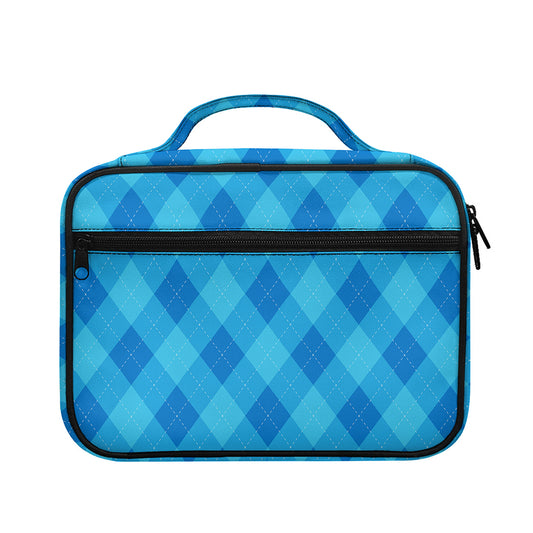 Ocean Blue Argyle Pattern Print Briefcase Bible Bag