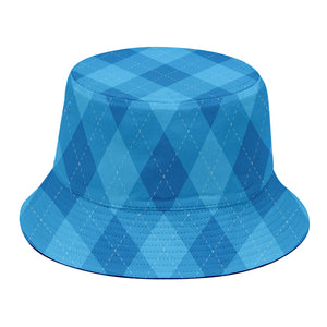 Ocean Blue Argyle Pattern Print Bucket Hat