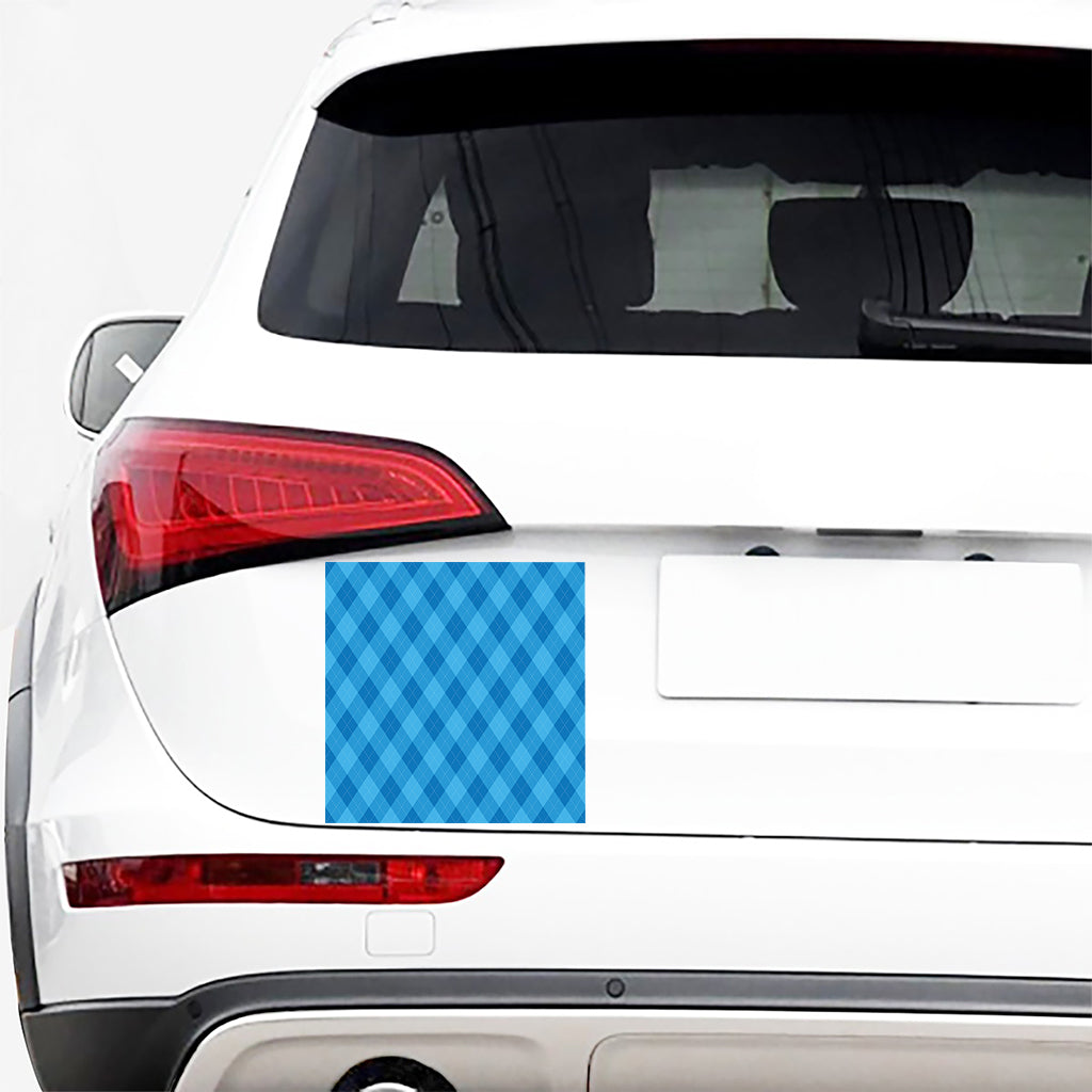 Ocean Blue Argyle Pattern Print Car Sticker