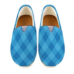 Ocean Blue Argyle Pattern Print Casual Shoes