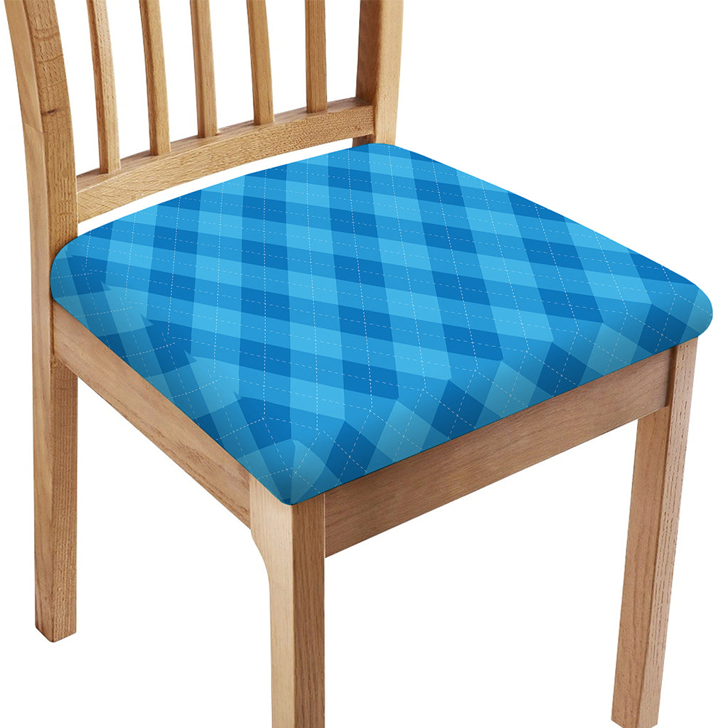 Ocean Blue Argyle Pattern Print Chair Cushion Cover