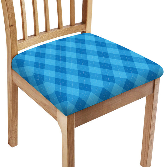 Ocean Blue Argyle Pattern Print Chair Cushion Cover