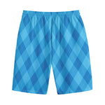 Ocean Blue Argyle Pattern Print Cotton Shorts