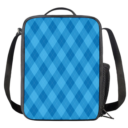 Ocean Blue Argyle Pattern Print Crossbody Lunch Bag