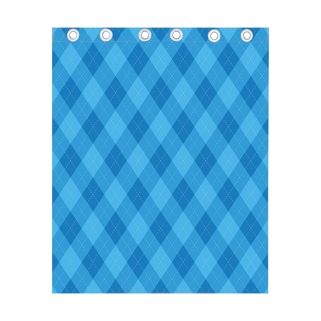Ocean Blue Argyle Pattern Print Curtain