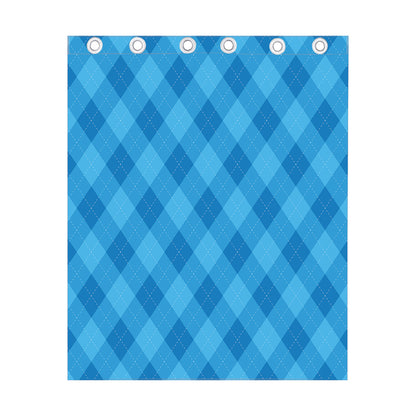 Ocean Blue Argyle Pattern Print Curtain