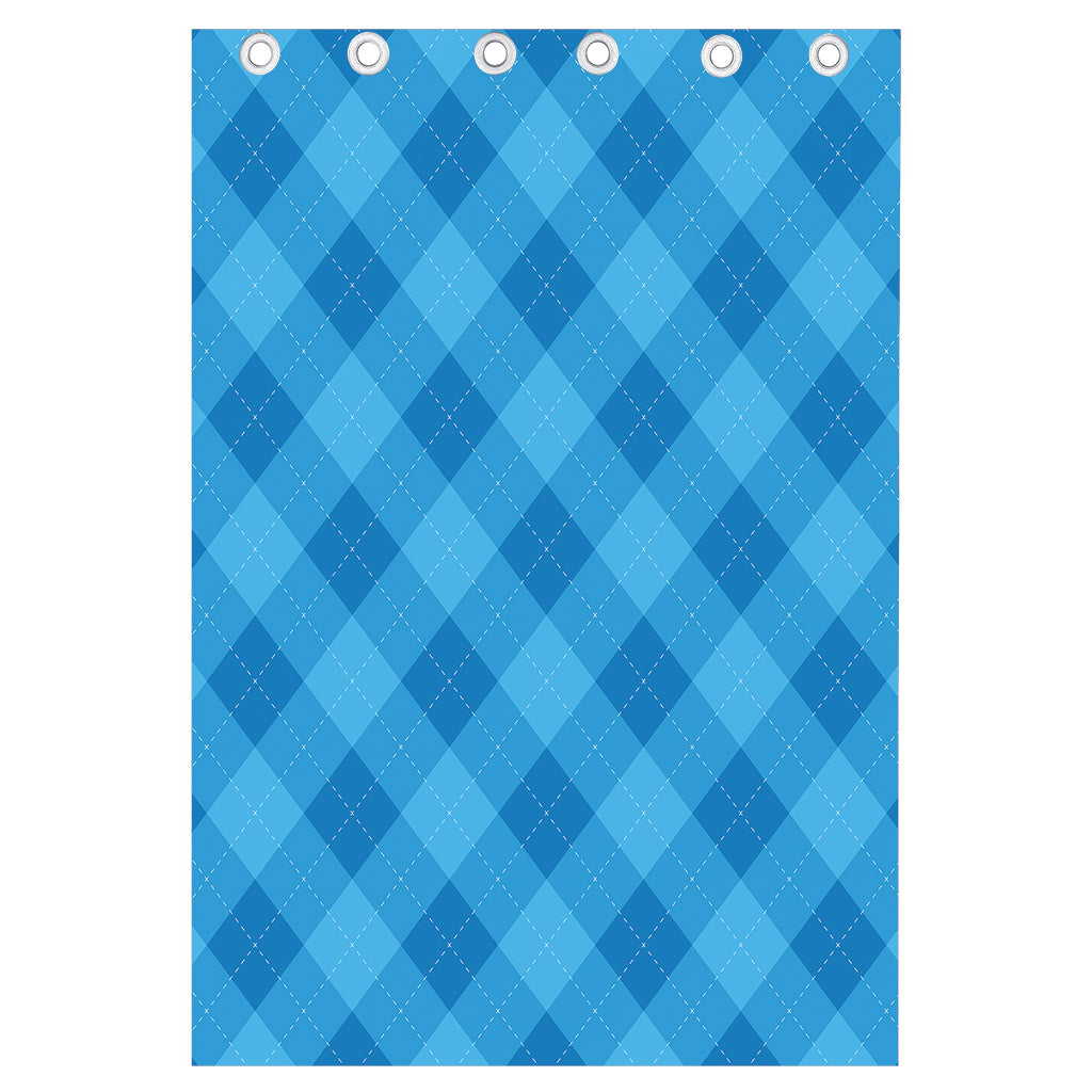 Ocean Blue Argyle Pattern Print Curtain