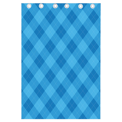 Ocean Blue Argyle Pattern Print Curtain