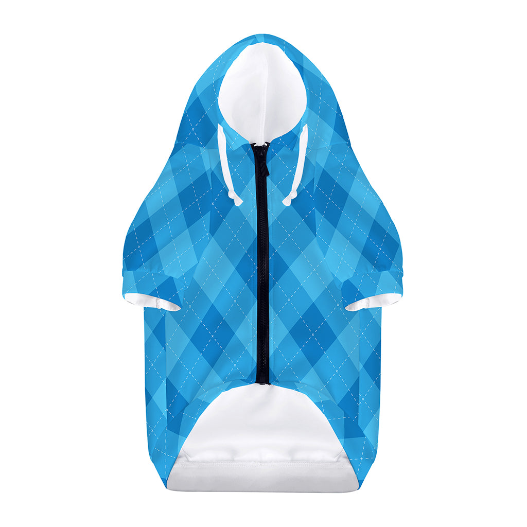 Ocean Blue Argyle Pattern Print Dog Zip Up Hoodie