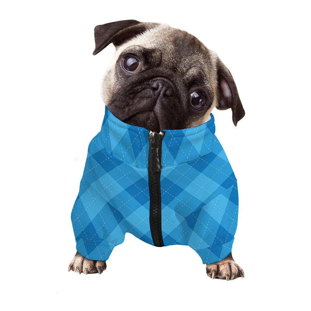 Ocean Blue Argyle Pattern Print Dog Zip Up Jacket