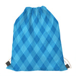 Ocean Blue Argyle Pattern Print Drawstring Bag