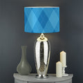 Ocean Blue Argyle Pattern Print Drum Lamp Shade