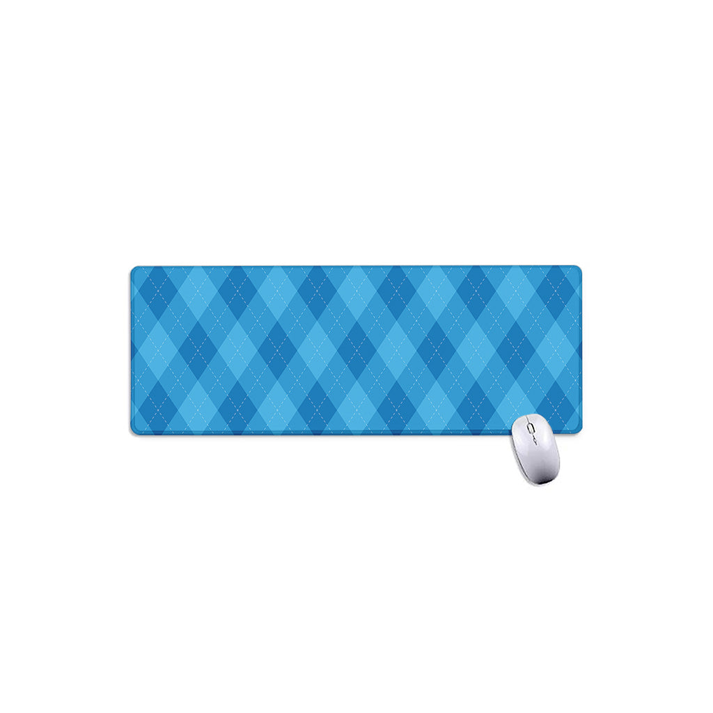 Ocean Blue Argyle Pattern Print Extended Mouse Pad