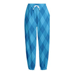 Ocean Blue Argyle Pattern Print Fleece Lined Knit Pants