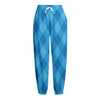 Ocean Blue Argyle Pattern Print Fleece Lined Knit Pants